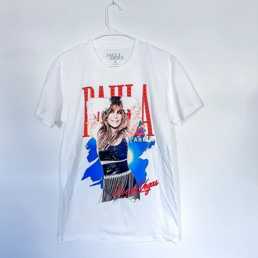 Paula Abdul Live in Las Vegas 100% Cotton White Shirt‎ with Print size Small
